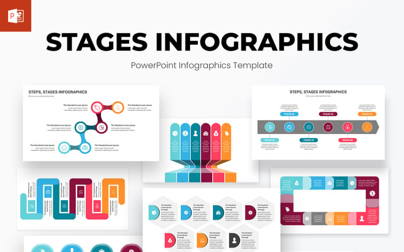 Etapy Infografiky PowerPoint šablony