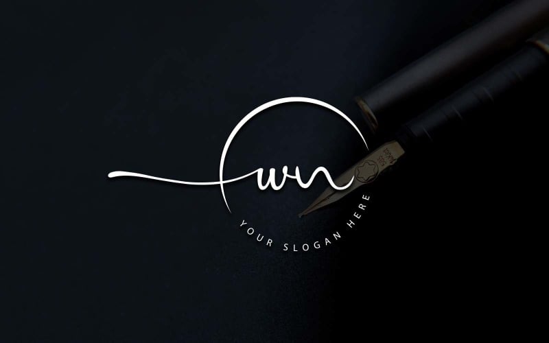 Calligraphy Studio Style WN Letter Logo Design