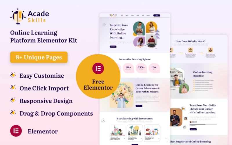 Acade Skills - Online leerplatform Elementor Kit