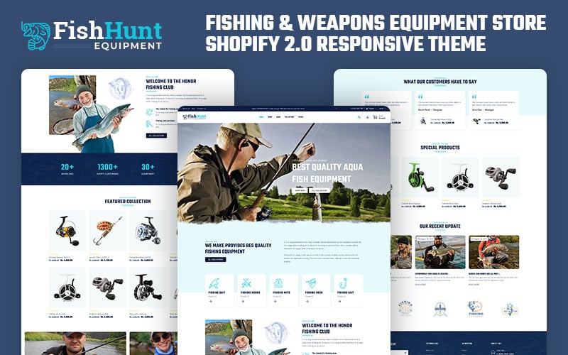 FishHunt – Horgász- és Fegyverfelszerelésbolt Többcélú Shopify 2.0 reszponzív téma