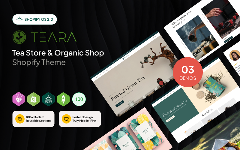 Teara - Çay Mağazası ve Organik Mağaza Shopify Teması OS 2.0