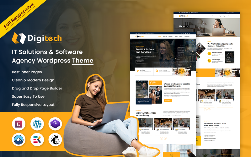 DigiTech - IT Solutions & 软件代理WordPress主题