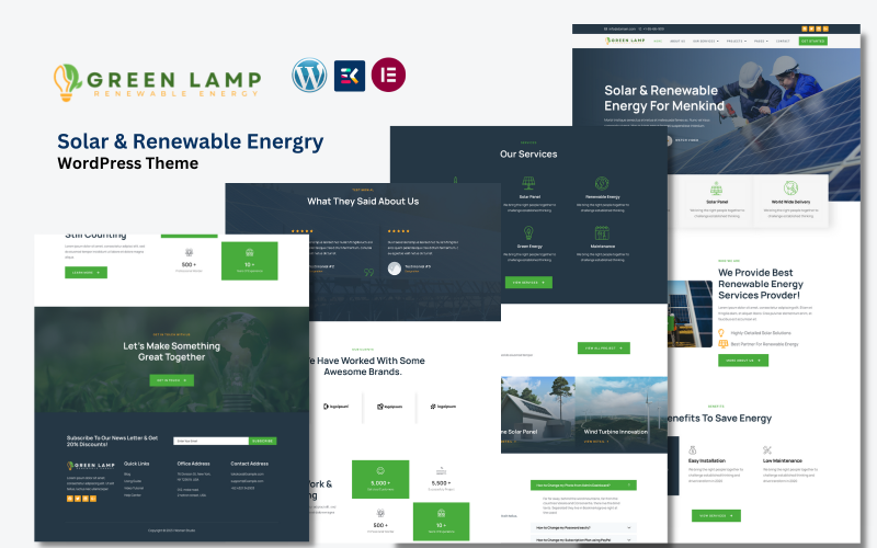 GreenLamp – Thème WordPress pour les énergies solaires et renouvelables