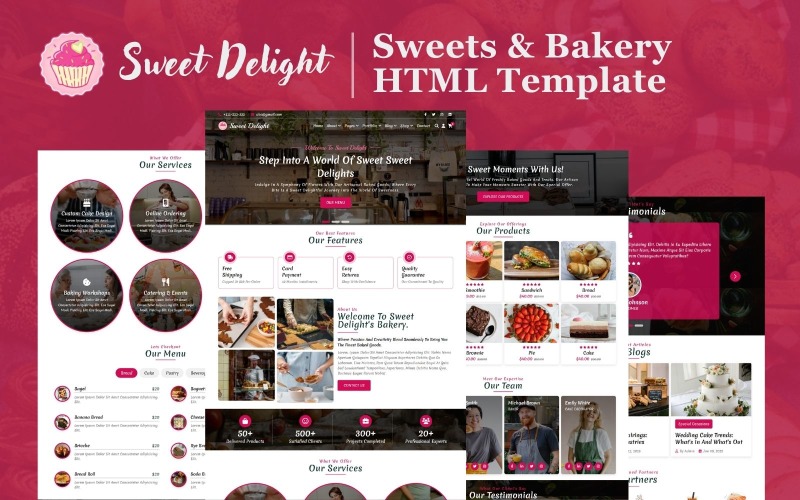 Sweet Delight - Godis & Bageri HTML5 webbplatsmall