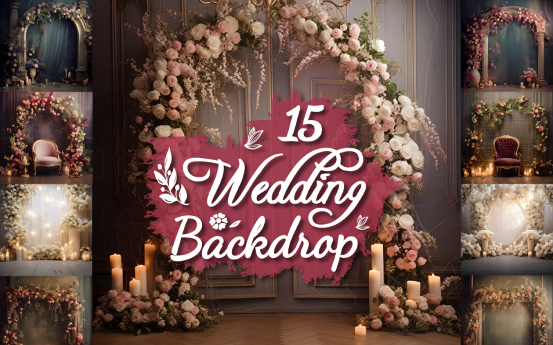 Bruiloft overlay digitale achtergronden bundel