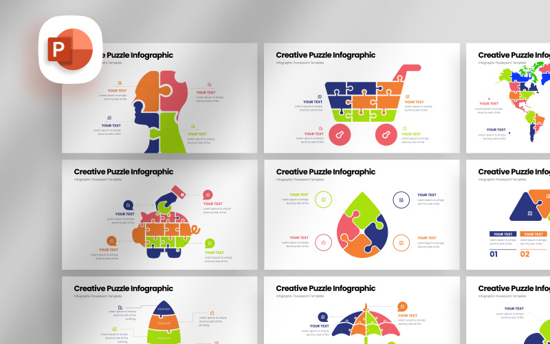 Kreatív puzzle Infographic bemutató sablon