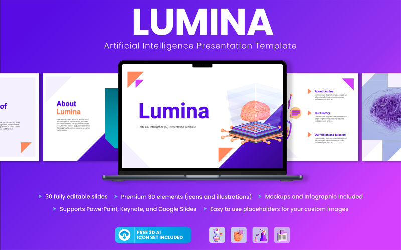 Lumina – Mesterséges intelligencia bemutató Google Diák sablon