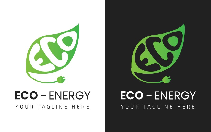 Eco-energie - groene energie milieuvriendelijke logo sjabloon