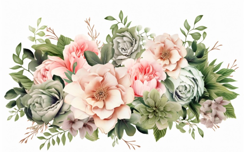 Watercolor flowers wreath Background 16