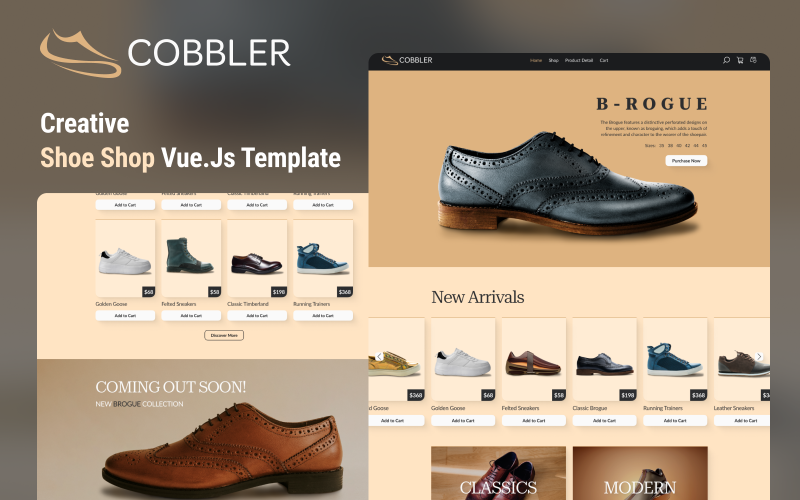 鞋匠-完美的鞋店Vue下一个Js网站模板