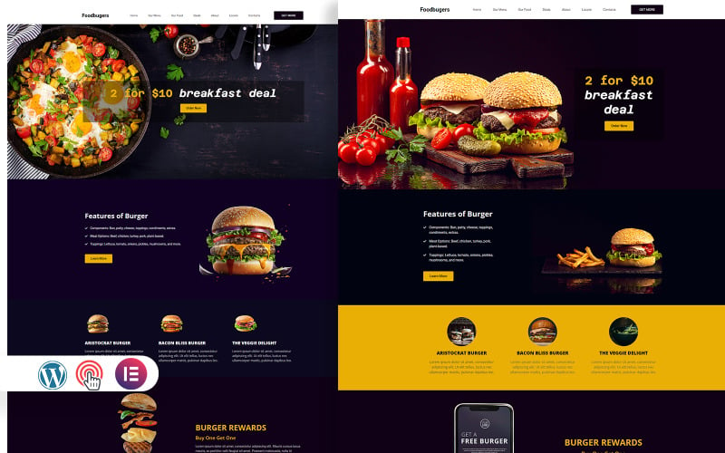食品购买者-餐馆和食品一个页面的WordPress主题