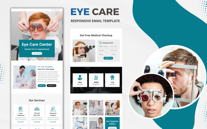 眼睛护理-多功能响应式电子邮件模板