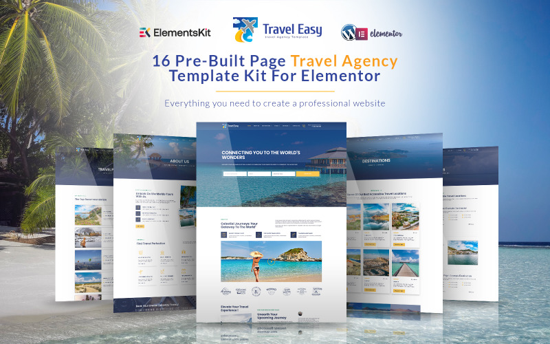 TravelEasy: kit modello Elementor per agenzia di viaggi premium