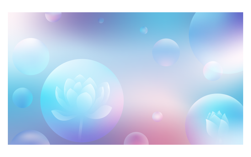 Background Image 14400x8100px In Pastel Color Scheme With Lotus And Bubbles