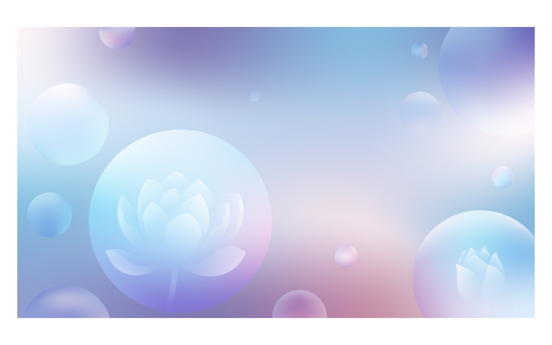 背景图片14400x8100px在柔和的配色方案与莲花和气泡