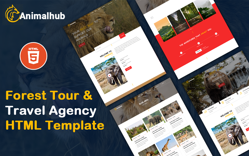 Animalhub - Modèle HTML d'agence de voyages et de visites en forêt