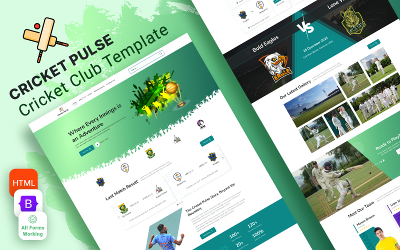 Cricket Pulse - Ultimate Sports Club, modèle de site Web HTML5 de cricket