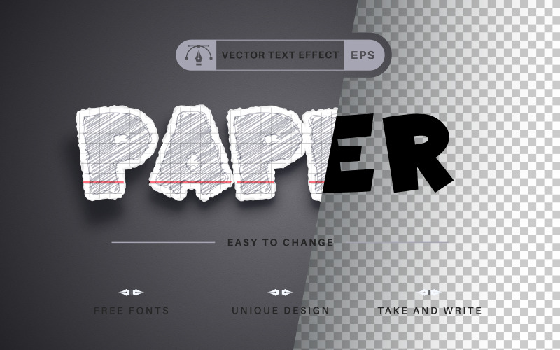 Paper Sketch - Editable Text Effect, Font Style
