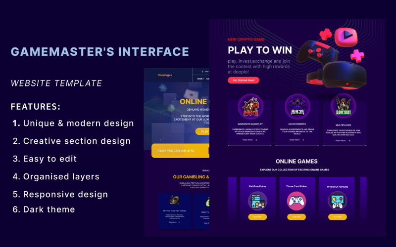 GameMaster - Casino- en gaming-Figma-sjablonen