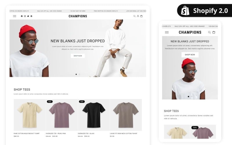 Champion - Módní téma Shopify 2.0 | Nejlepší Shopify Oblečení Téma
