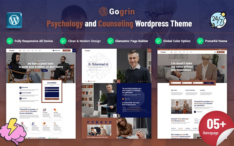Gogrin -心理学和咨询响应WordPress主题