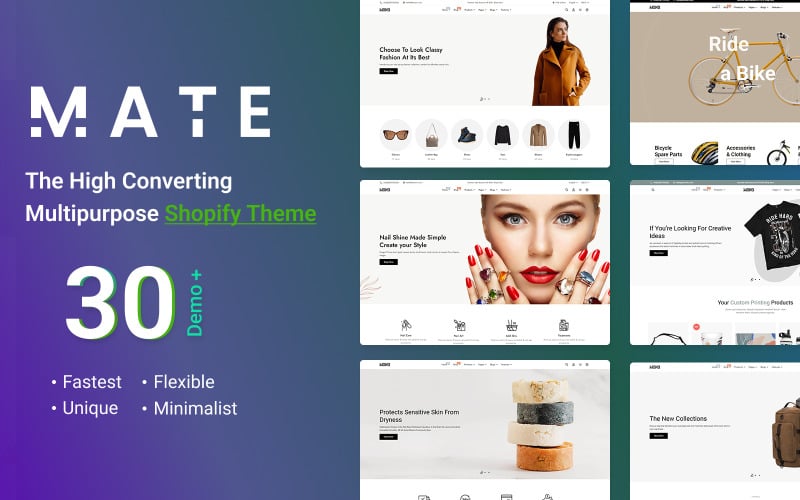 Mate – víceúčelový systém Shopify Theme OS 2.0 nové generace