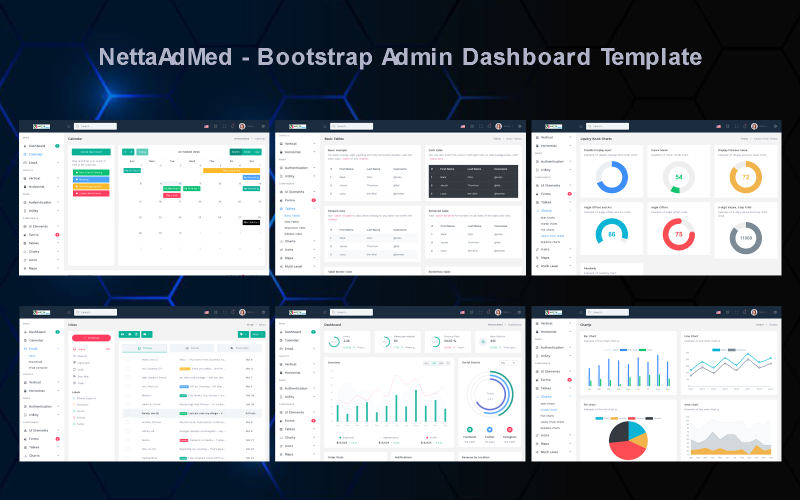 NettaAdMed - Modello di amministrazione Bootstrap - Modello di dashboard