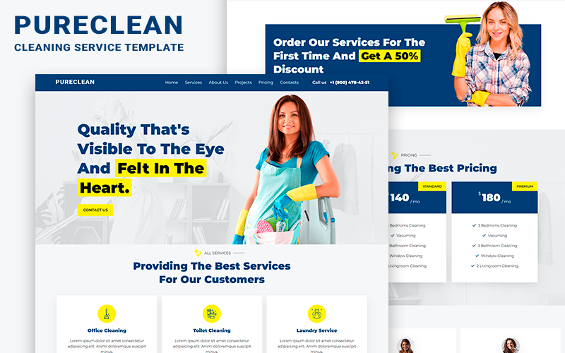 Pureclean - Modèle de page de destination HTML5 du service de nettoyage