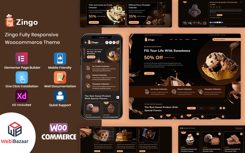 Zingo - Kakor, godis och choklad WooCommerce-tema