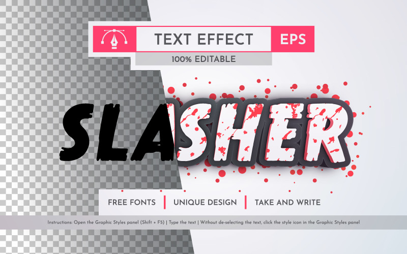 Slasher Blood  - Editable Text Effect, Font Style