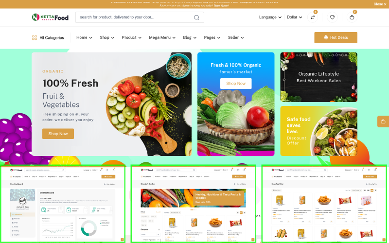 NettaFood - Багатоцільова електронна комерція - Багатоцільовий шаблон Bootstrap 5 - HTML5