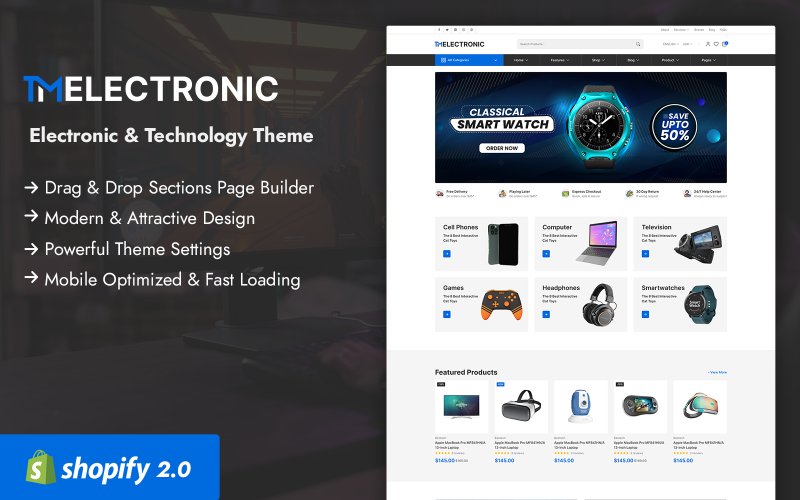 TMElectronic - Elektronik e-handel Shopify 2.0-tema