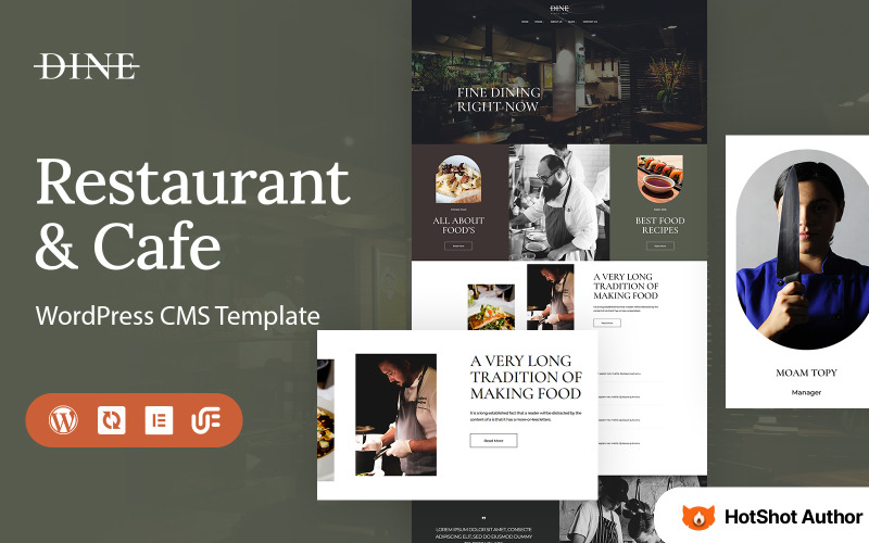 Dineren - Restaurant en café WordPress Elementor-thema