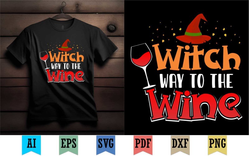 Design speciale della strega Way To The Wine per la camicia di Halloween