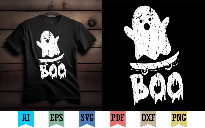 万圣节快乐Boo设计的衬衫或贴纸