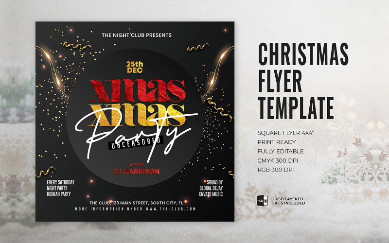 Kerstfeest viering flyer ontwerp