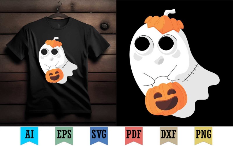 Pompoenontwerp met spookshirtontwerp speciaal voor Halloween-evenement