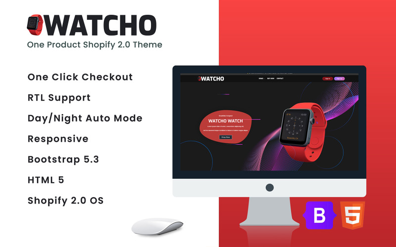 Watcho - Eén product Shopify 2.0-thema