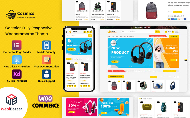 Cosmics - багатоцільовий преміальний електронний магазин WooCommerce