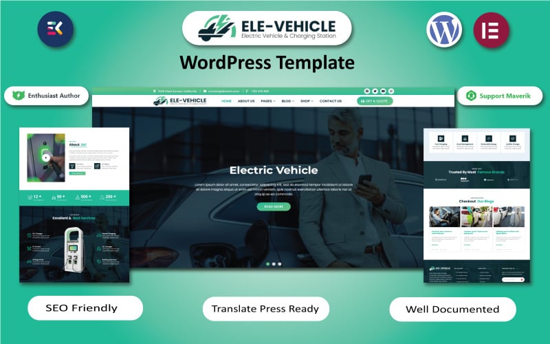 ELE- vehicle -电动汽车和充电站WordPress模板