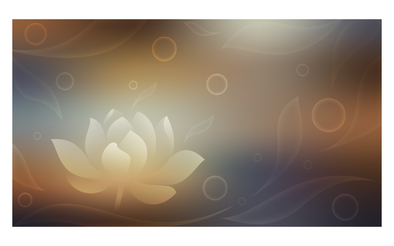 Abstraktes Hintergrundbild 14400x8100px im orangefarbenen Farbschema mit blühendem Lotus