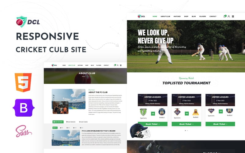 DCL - Cricket Club, Cricket Sports HTML5 webbplatsmall