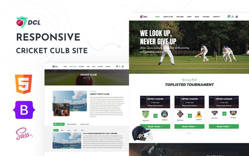 DCL – kriketový klub, šablona webových stránek HTML5 kriketových sportů