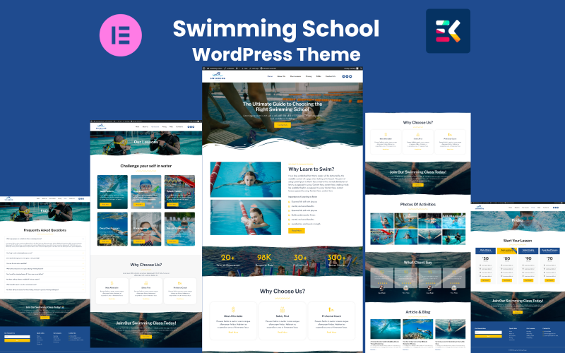 游泳学校 Elementor WordPress 主题