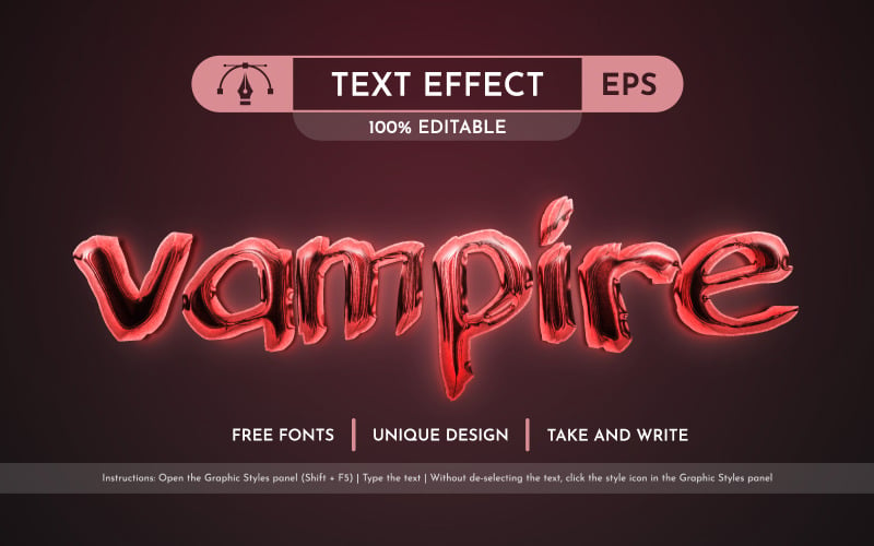 吸血鬼之血:可编辑的文本效果和字体样式