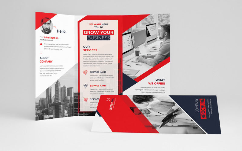 Uniwersalna broszura biznesowa składana na trzy części