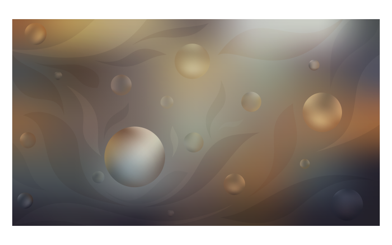 Imagen de fondo abstracta 14400x8100px en combinación de colores marrón y gris con esferas