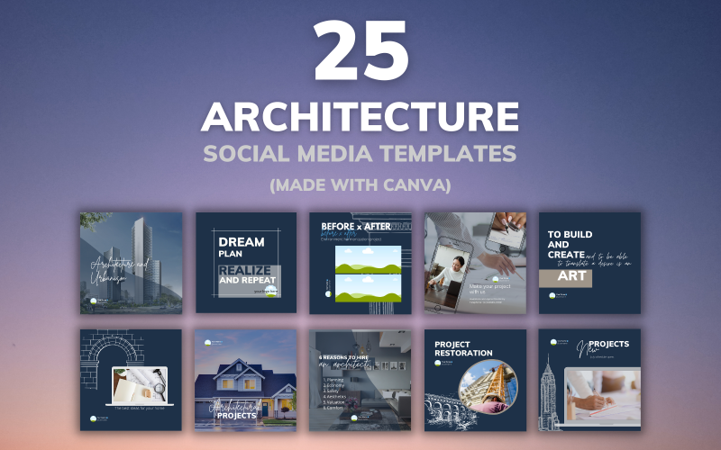 25 Architectuur Social Media-sjablonen volledig bewerkbaar in Canva