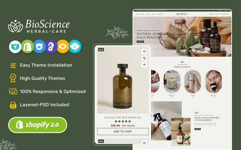 BioScience – створена наукова тема Shopify Beauty, Herbal, Cosmetics & Skin Care