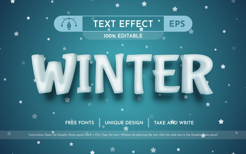 Blue Winter - Editable Text Effect, Font Style